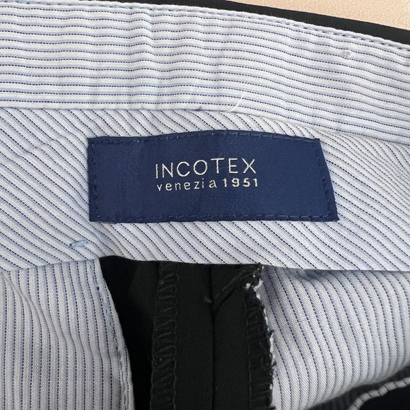 Incotex Dress Pants Mens 36x31 Black Straight Leg Super 120s Wool Flat Front‎ - Picture 3 of 14